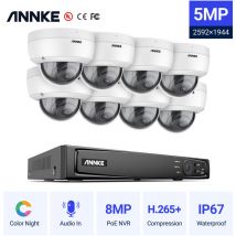 Annke - Système de caméra de sécurité ip PoE 5MP avec caméras dome onvif 16CH 4K nvr Vision nocturne couleur pour Surveillance cctv intérieure