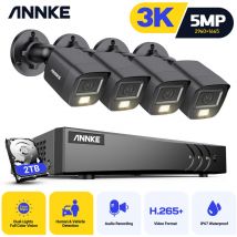 Annke - 5MP Kit de Vidéosurveillance Extérieure 16 Canaux 4 Caméras Vision Nocturne Alarme E-Mail IP67 Accès Distance Système de Sécurité Filaire 2TB