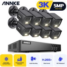 Annke - 5MP Kit de Vidéosurveillance Extérieure 16 Canaux 8 Caméras Vision Nocturne Alarme E-Mail IP67 Accès Distance Système de Sécurité Filaire