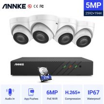 Annke - Système de sécurité vidéo réseau Super hd PoE 5MP, nvr de surveillance 8CH avec compression vidéo H.265 +, 4 caméras étanches hd 2MP avec led