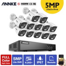 Annke - Système de caméra de sécurité dvr filaire 16 canaux 5MP avec caméra de vision nocturne pleine couleur Super hd 5MP pour kits de