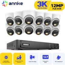 ANNKE Telecamera di sorveglianza esterni 3K, kit di videosorveglianza con NVR 16CH e telecamera IP PoE 12X5MP, visione notturna a colori, rilevamento