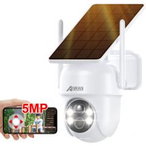 Cámaras de videovigilancia exteriores ANRAN 5MP Camara Vigilancia WiFi Exterior Solar,Cámara inalámbrica con Panel Solar Integrado y Foco, Cámara