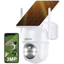 Anran - Cámaras de videovigilancia exteriores 3MP 2K Camara Vigilancia WiFi Exterior Solar,Cámara inalámbrica con Panel Solar Integrado y Foco,
