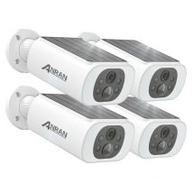 Anran - Lot de 4 Caméras de Surveillance WiFi Exterieur sans fil, Panneau Solaire Intégré, Caméra ip Batterie,Spotlight & Vision Nocturne Couleur,