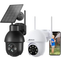 Anran - Q03 Überwachungskamera Aussen Akku mit Solarpanel 3MP Überwachungskamera + 5-Megapixel-weiße P3-Kabelüberwachungskamera