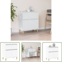 The Living Store Sideboard Weiß 60x35x70 Cm Holzwerkstoff - Schreibtisch - Wohnzimmer Dekoration - Regal - Sideboard Weiß - Hölzernes Sideboard