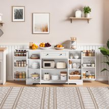 Anrichte Und Beistellschrank 138x40x85cm Mit Türen Schubladen Verstellbaren Regalen-mdf-weiß