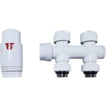Anschlussgarnitur inkl. Thermostat in weiß (Mittelanschluss) - Weiß