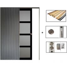 Gd Menuiseries - Anta scorrevole Telia Black H204 x L73 e sistema di galvanizzazione con copertura