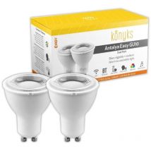 Konyks - 2 Ampoules led Antalya GU10 Dual Pack - Wifi + Bt - GU10 - 350 Lumens - rgb + Blanc - Compatible Alexa / Google Home