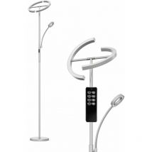 Lampadaire sur Pied Salon 20W,Gris Lampadaire led Variable avec 7W Liseuse Flexible, 3 Températures de Couleur Moderne Lampe sur Pied pour Salon,