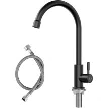 Cecipa Grifo de Cocina Grifo de Agua Fría para Fregadero de Cocina - Grifo de Agua Fría - Giratorio 360° - Negro