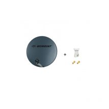 ME - Antenne Parabole Fibre smc 60 cm Anthracite worldsat + lnb Single 0,1 dB Full hd 1080p 4K Ultra hd + 2 Fiches f Or - Visserie en Inox