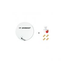ME - Antenne Parabole Fibre smc 60 cm Beige worldsat + lnb Twin 0,1 dB Full hd 1080p 4K Ultra hd + 4 Fiches f Or - Visserie en Inox