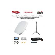ME - Antenne Sat Plate 40cm + Trépied 180cm + Récepteur Sat THS806 + Carte tntsat + Câble hdmi + Pointeur + Câble Coax 10m + 2 Fiches f