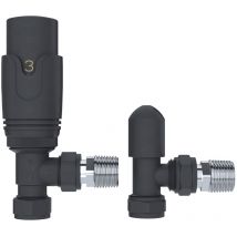 Thermostatic Angled Radiator Valve & Lockshield - Anthracite