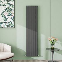 Aica Sanitaire - aica 1800x408mm Anthracite Vertical Designer Radiator Double Flat Panel Heating uk