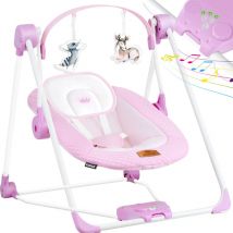 Balançoire bébé à 5 vitesses Balançoire bébé pliable Balançoire chaise haute avec arche de jeux Rose - Kidiz