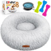 Letto per cani Cuscino per gatti Bagel Lavabile Incl. ciotola + 3x ossi da masticare Divano per cani Cuscino morbido rotondo in peluche per cani di