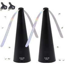 Largeight - Anti Mouche Ventilateur Anti Mouche, Electrique Chasse Mouche de Table,pour Maison Dîner, Pique-Nique Exterieur/Interieur,noir 2 pièces