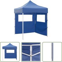 The Living Store Tente de réception pliable avec 2 parois 2x2 m Acier Bleu - Tente De Réception - Auvent Extérieur - Abri Jardin - Parasol