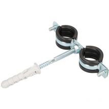 Mc Goodwork - Anti Vibration Double Metal Pipe Clips Clamps Rubber Lined for 32-37mm Pipes ...