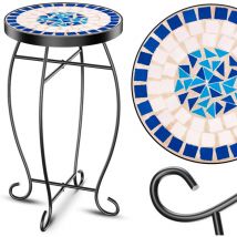 Table mosaïque tables de bistrot tabouret à fleurs rond 60 x 34 cm métal mosaïque table d'appoint table de balcon tables de jardin table de terrasse