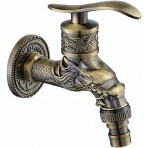 Antiker Messing-Wasserhahn, antiker Wasserhahn, Drache geschnitzter antiker Messing-Wasserhahn für Zuhause, Küche, Badezimmer, Garten im Freien
