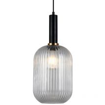 Italux Antiola - Modern Hanging Pendant Black 1 Light with Clear Shade, E27