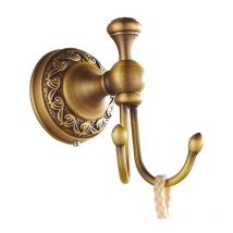 Bathroom Door Double Towel Hooks Coat Hangers Antique Brass