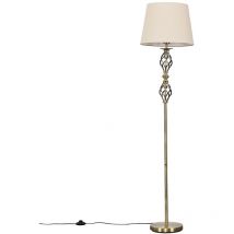 Minisun - Pembroke Traditional Style Antique Brass Double Twist Floor Lamp with Beige Shade