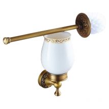 WC Toilet Cleaning Brush + Holder Ceramics Antique Brass