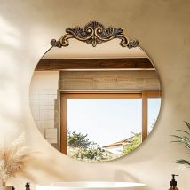 Luvodi - Antique Bronze Color Framed Wall Mirror Living Room Bathroom - 90cm