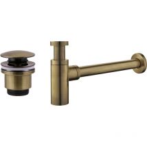 Tecom - Antique Bronze Drain and Siphon Set, Round, Model Damast KITSCA3 Bronze