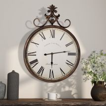 Shyfoy - Horloge murale ronde en métal avec chiffres romains surdimensionnés antiques 517.878cm