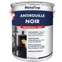 Antirouille Noir - Pot 1 l - 9017 - Noir signalisation Metaltop