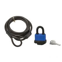 Thirard - Câble Twisty acier 6mmx1.8m avec cadenas 40mm, vélo, abris de jardi 2 clés, noir