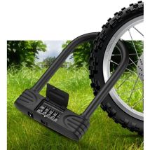Jalleria - Antivol Vélo en u, Cadenas Vélos à Code 4 Chiffres Combinaison Réinitialisable Antivole pour Vélo/Scoote/Motos/Bicyclette/Porte, en Acier