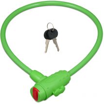 Relaxdays - Antivol vélo pour enfants, avec 2 clés, 70 cm de long, câble pour bicyclettes et trottinettes, vert