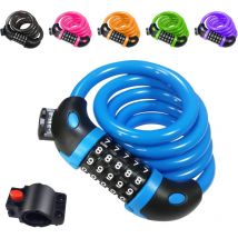 Antivol Velo,Cadenas de velos Long 120cm x 12mm,Câble Antivol pour Vélo avec 5 Chiffres Intelligente Code, Verrouillage à Vélo Antivol(Bleu)