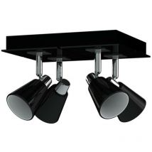 Antonio Miro - Deckenstrahler kyra 4-flammig, Chrom / Glas Schwarz, Quadrat 24cm