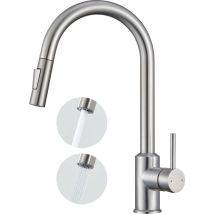Anycee Max Ausziehbarer Edelstahl Küchenwasserhahn – 360° Drehbarer Küchenspülen-mischbatterie – 2 Wasserauslassmodi Küchenarmatur – Gebürstet