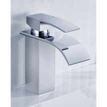 Anycee Max Chrom Wasserfall Waschtischarmatur, Badezimmerarmatur Mit Heißem Und Kaltem Wasser, Waschtischarmatur Aus Hochwertigem 304 Edelstahl, Höhe: