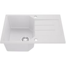 Anycee Max Granitspüle 65 X 45 Cm - Hochwertige Spüle Aus Granit Mit Abtropffläche & Geräuscharmen Eigenschaften, Weiß