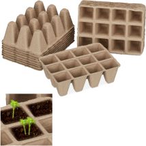 612 x Anzuchttöpfe im Set, biologisch abbaubar, Aufzuchttöpfe für Pflanzen, eckig, Pflanztöpfe, Zellulose, h: 5cm, beige