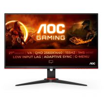 AOC - Gaming Q27G2E - Moniteur qhd 27 Pouces, 155 Hz, mprt de 1 ms, FreeSync Premium (2560x1440, hdmi, DisplayPort) Noir/Rouge (Q27G2E/BK)