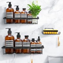 Bricoflor - aolestar Mensola Doccia - 3 Pezzi Senza Foratura Mensole Bagno - Porta Bagnoschiuma Shampoo da Doccia Adesivo - Resistente alla Ruggine