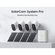 AOSU 2K ̈¹berwachungskamera Aussen Solar, Set 4+1, 32G Lokale ̈¹berfliegen- ohne ABO, Kabellos Outdoor Kameras mit Bewegungsmelder, Farb-Nachtsicht,