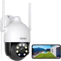 Aosu - 2K Outdoor Wi-Fi Kamera Farbe Nachtsicht, 3MP 360 ° IP65 WiFi Kamera, Human Detection, Intelligent Tracking, 2.4 Ghz